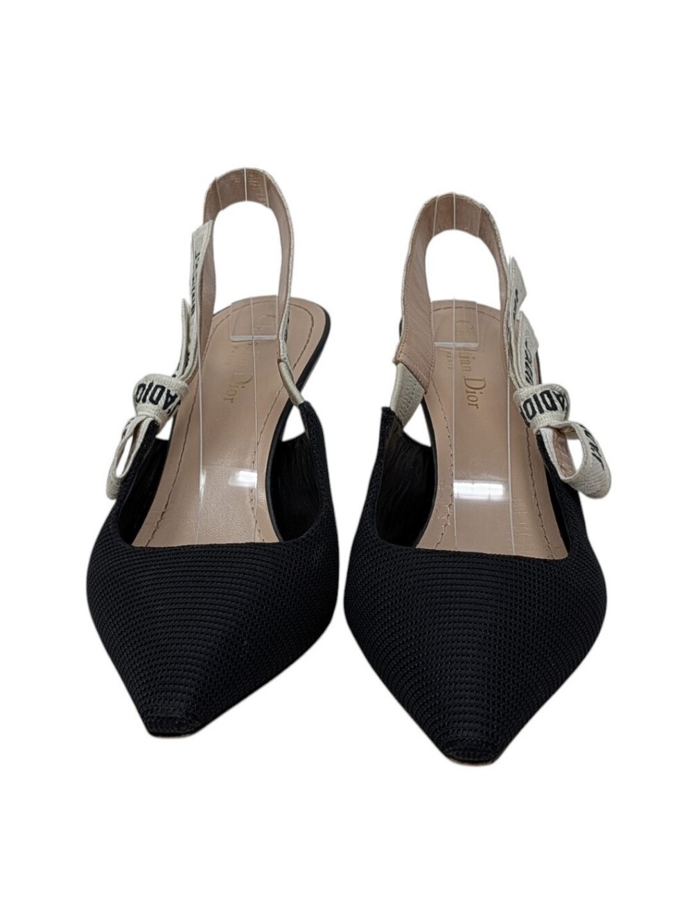 Dior Logo Black Slingback Kitten Heels J'ADIOR Ribbon Pointed Pumps Size EU 40.5 - Picture 4 of 14
